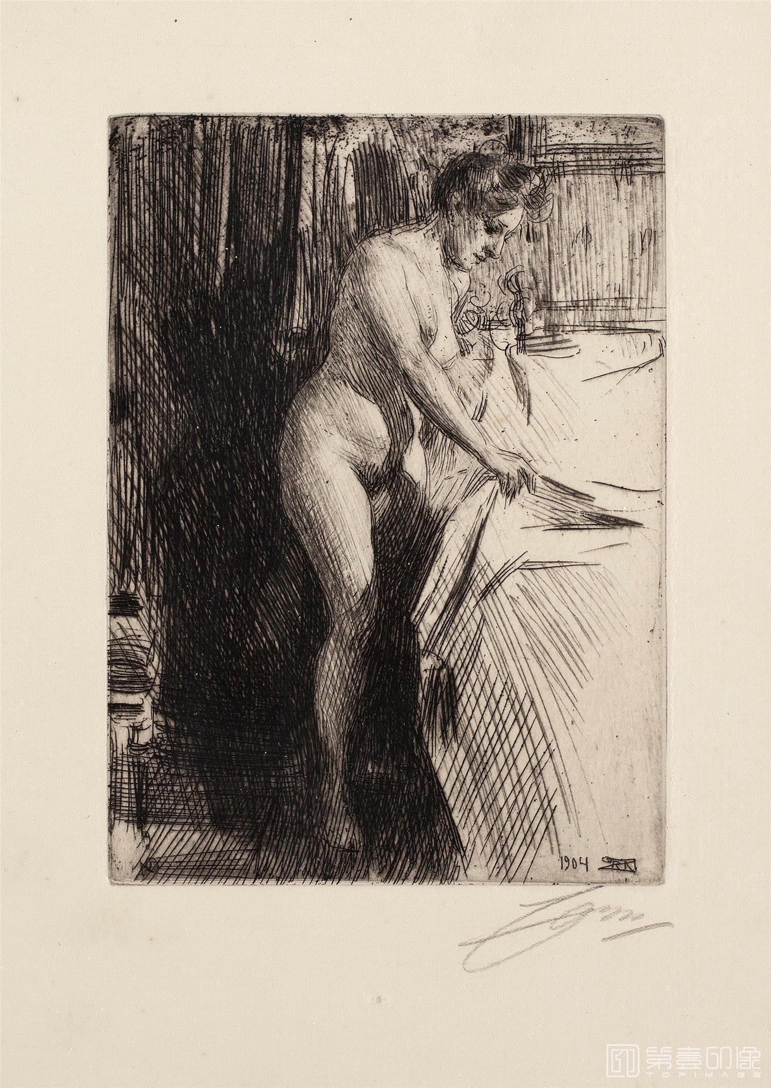 素描-安德斯·佐恩 Anders Zorn作品-191